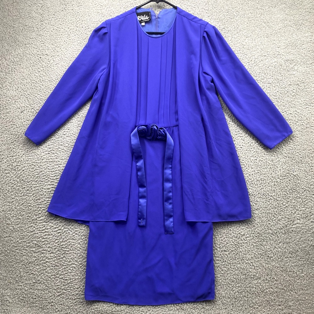 VINTAGE Ursula of Switzerland Dress Womens Size 10 Blue Maxi 80s Made in USA